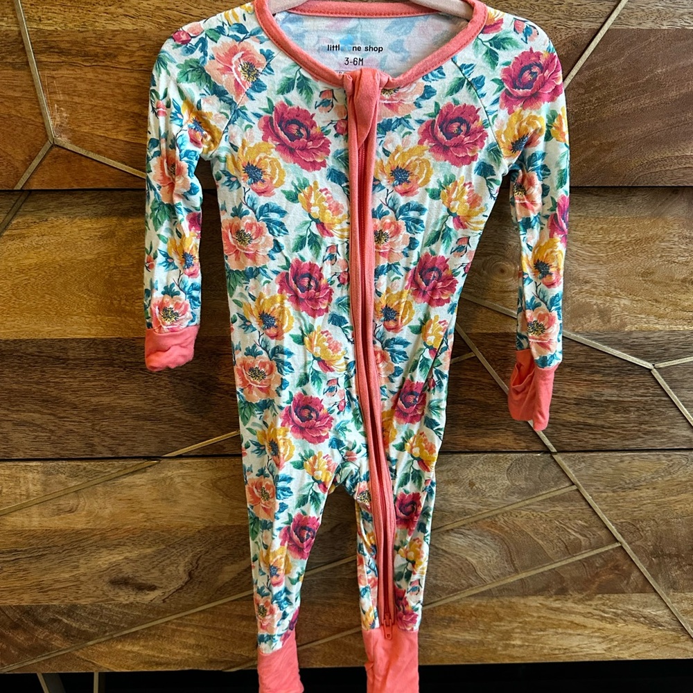 Little One Shop Orange floral convertible romper